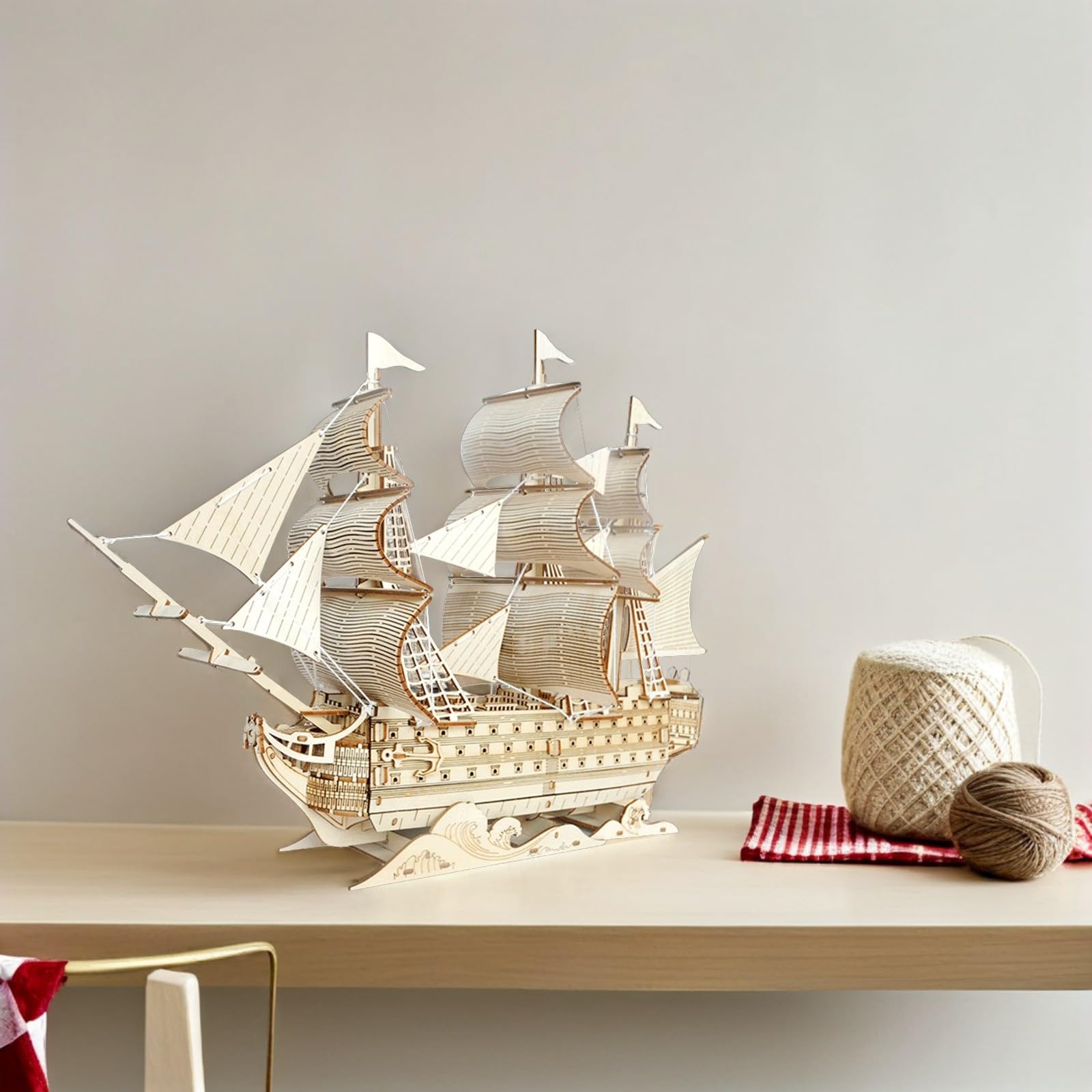 Alipis Maqueta de Barco de Madera 3d DIY para Adultos, Modelo de Barco Vela Antiguo sin Pintar, Kit de Construcción de Maquetas Náuticas para Decoración de Mesa Inspirada Océano, Adorno