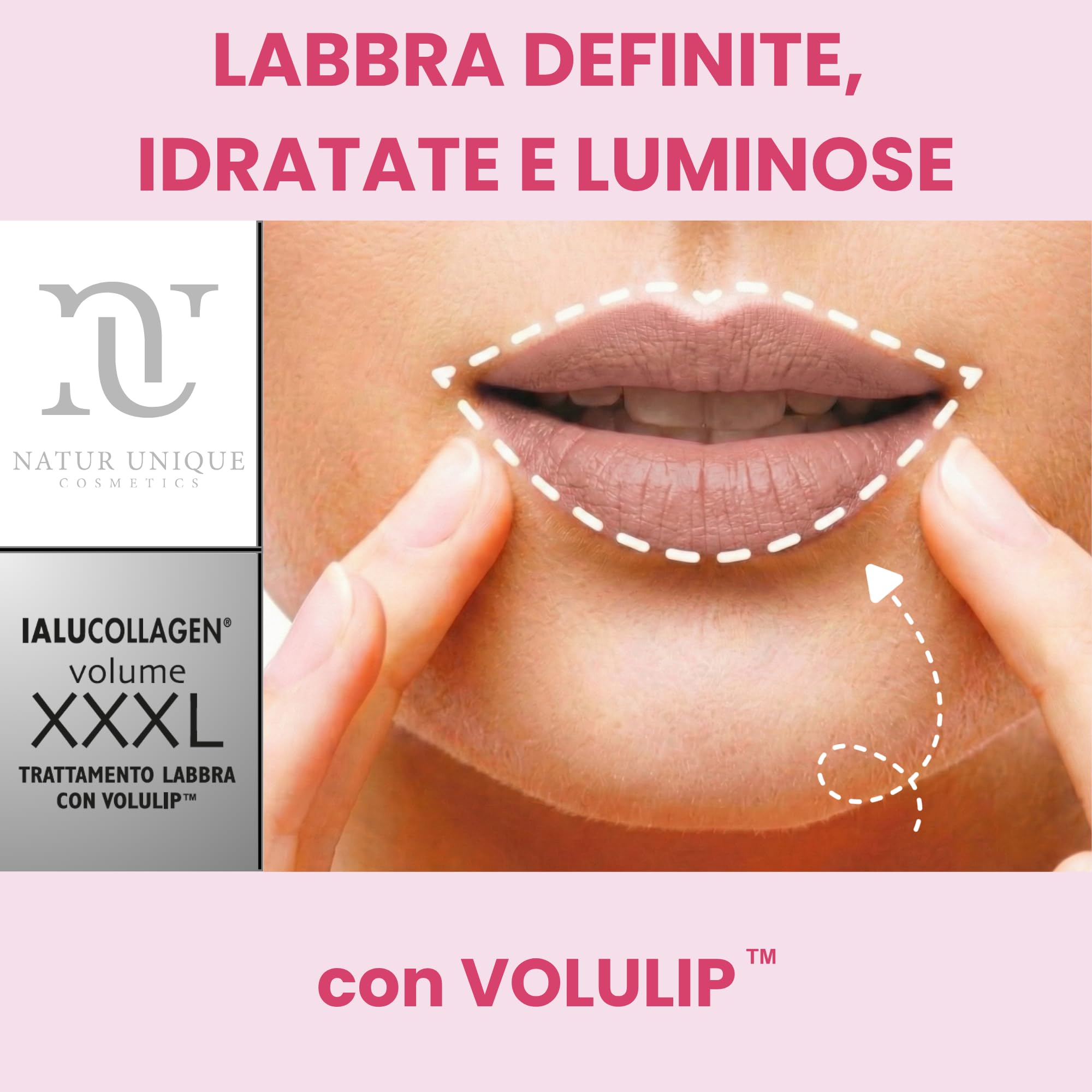 NU - IALUCOLLAGEN LIP VOLUME XXXL Nude | Rossetto Trattamento Labbra con Acido Ialuronico, Collagene e Portulaca | Formula Naturale Tecno-Filler | Idratante, Levigante, Rimpolpante | Made In Italy