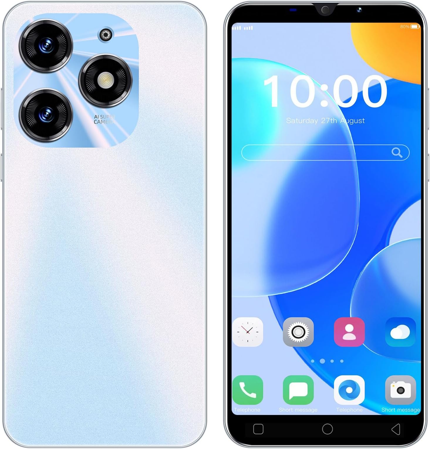 Cheap Mobile Phones, 5.0 Inch, Android 10.0, Dual SIM 3G Smartphones, Quad Core, 16GB ROMใExpandable up to 128GBใ, Dual Camera, GPS/Face ID Cell Phones (5.0''-Light Blue)