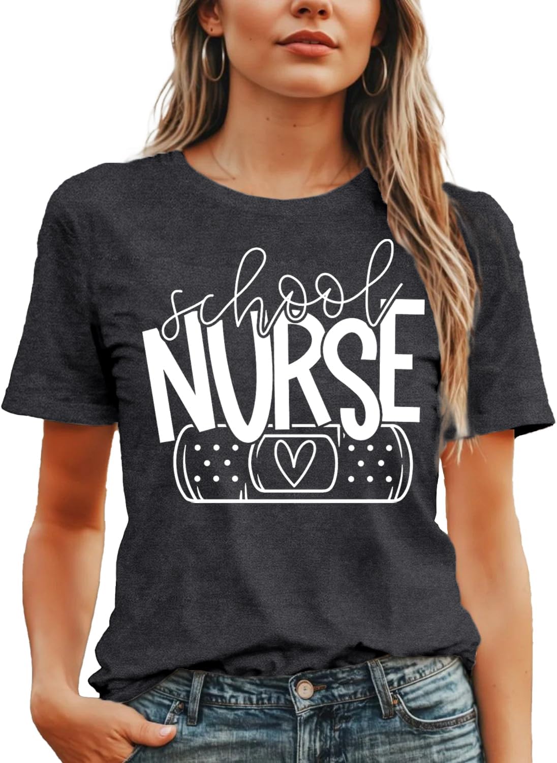Womens School Nurse Shirt Nurse Heart Tshirt Nursing Life Tee Top - Image 5