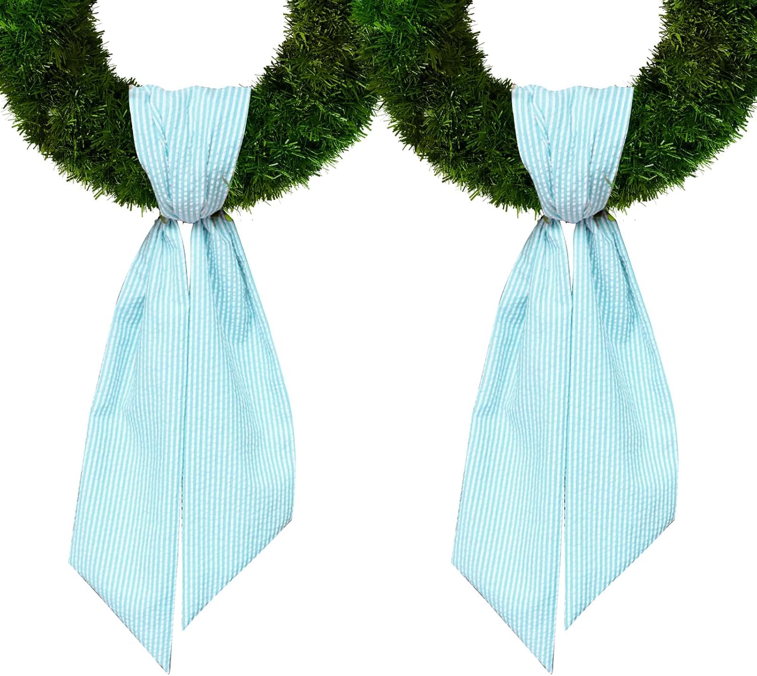 2 Pieces Wedding Wreath Sash for Front Door, Jean Blue Burlap Sash Holiday Baby Shower Wreath Accessories for Home Birthday Decorations