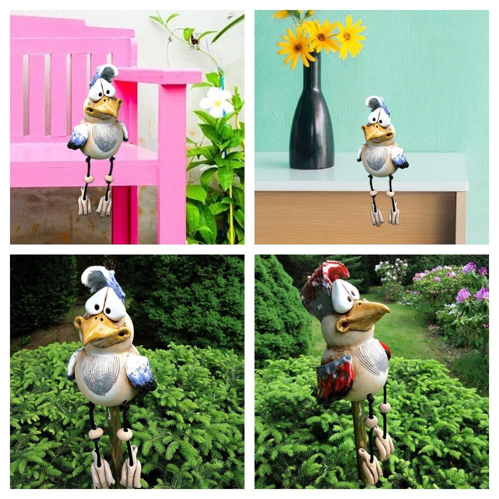 Set Di 3 Statuine Pollo In Resina Per Giardino E Cucina - Decorazioni Da Esterno A Forma Di Gallo, Colorate E Anti-Sbiadimento - 3