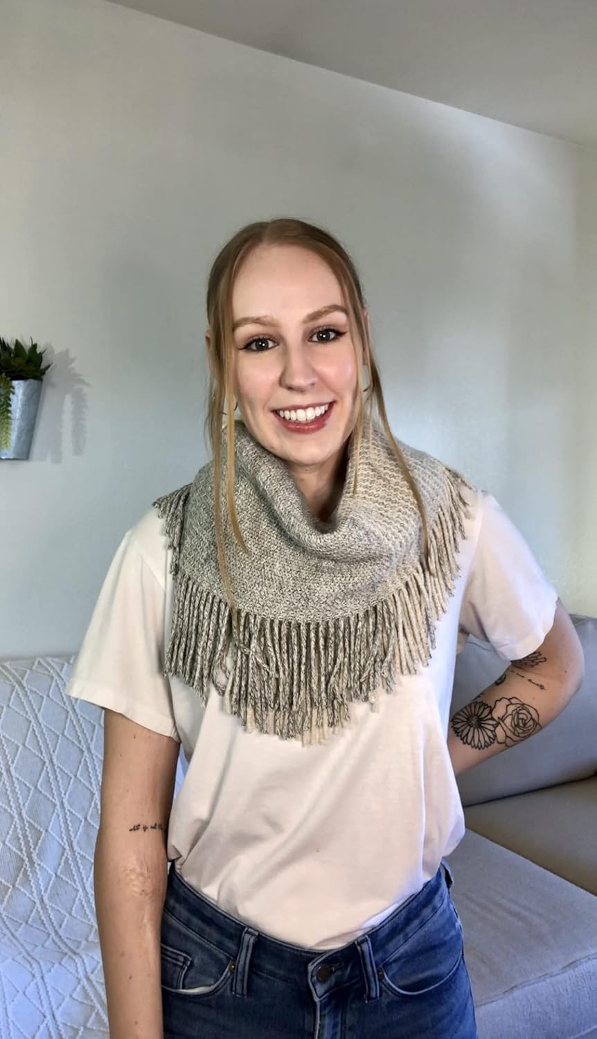 Contempo Lifestyles Knit Infinity Scarf – Women, Warm Scarf with Fringes – Circle Loop Scarves, Soft & Cozy - Image 2