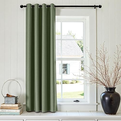 jinchan - Cortina oscurecedora con textura de lino, de 72pulgadas de largo, con aislamiento térmico y ojales en la parte superior, para sala de