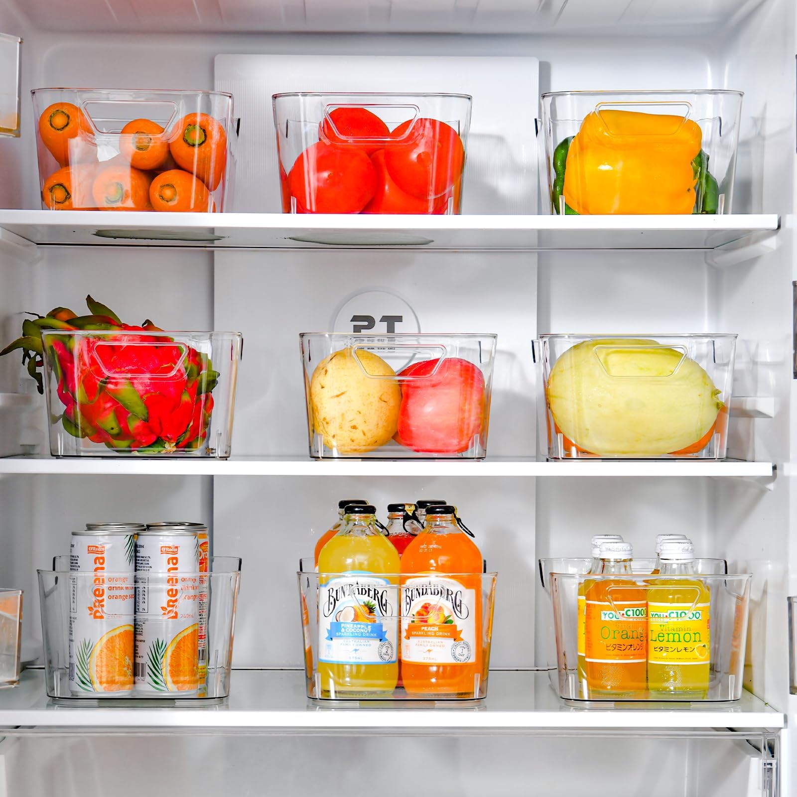 Paquete de 6 cajas de almacenamiento de plástico transparente, cesta de almacenamiento de plástico con asa para organizador de armario de cocina, despensa, baño, debajo del fregadero