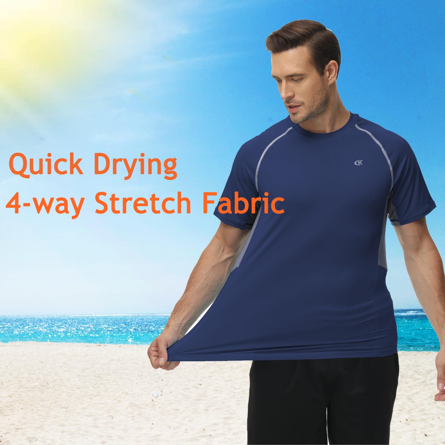 Huayuzh Rashguard - Maglia da nuoto a maniche corte con protezione UPF 50+, ad asciugatura rapida, per surf, piscina, allenamento, spiaggia, sport