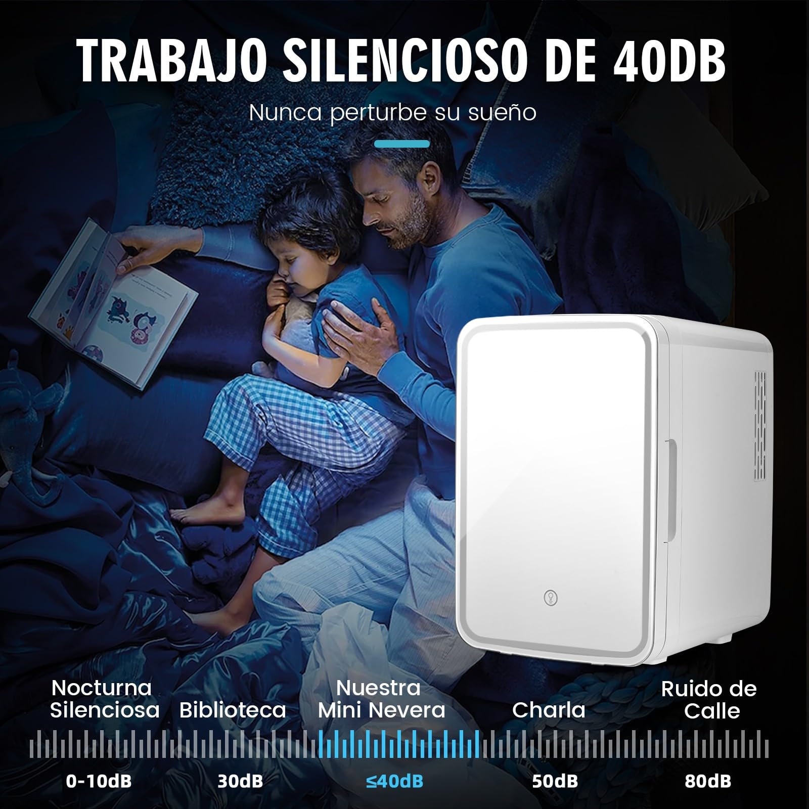 GOPLUS Mini Nevera para Maquillaje 10L de -5 a 50 ℃, Mini Refrigerador con Espejo LED, Refrigerador de Belleza con Modo Frío/Calor y Estantes Extraíbles para Refresco Cosmético, 23 x 28 x 34 cm