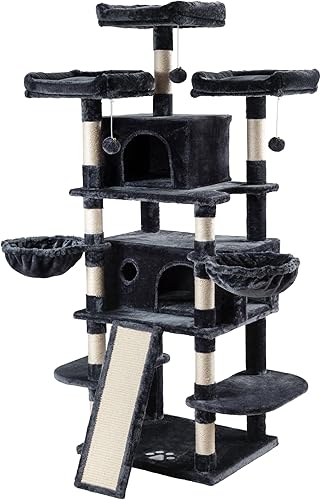 Miniatura 9 de Allewie Árbol/Casa para Gatos de 68 Pulgadas y Torres para Felinos Grandes/Poste para Rascar/Árbol de Escalada para Gatos de Varios Niveles Grande