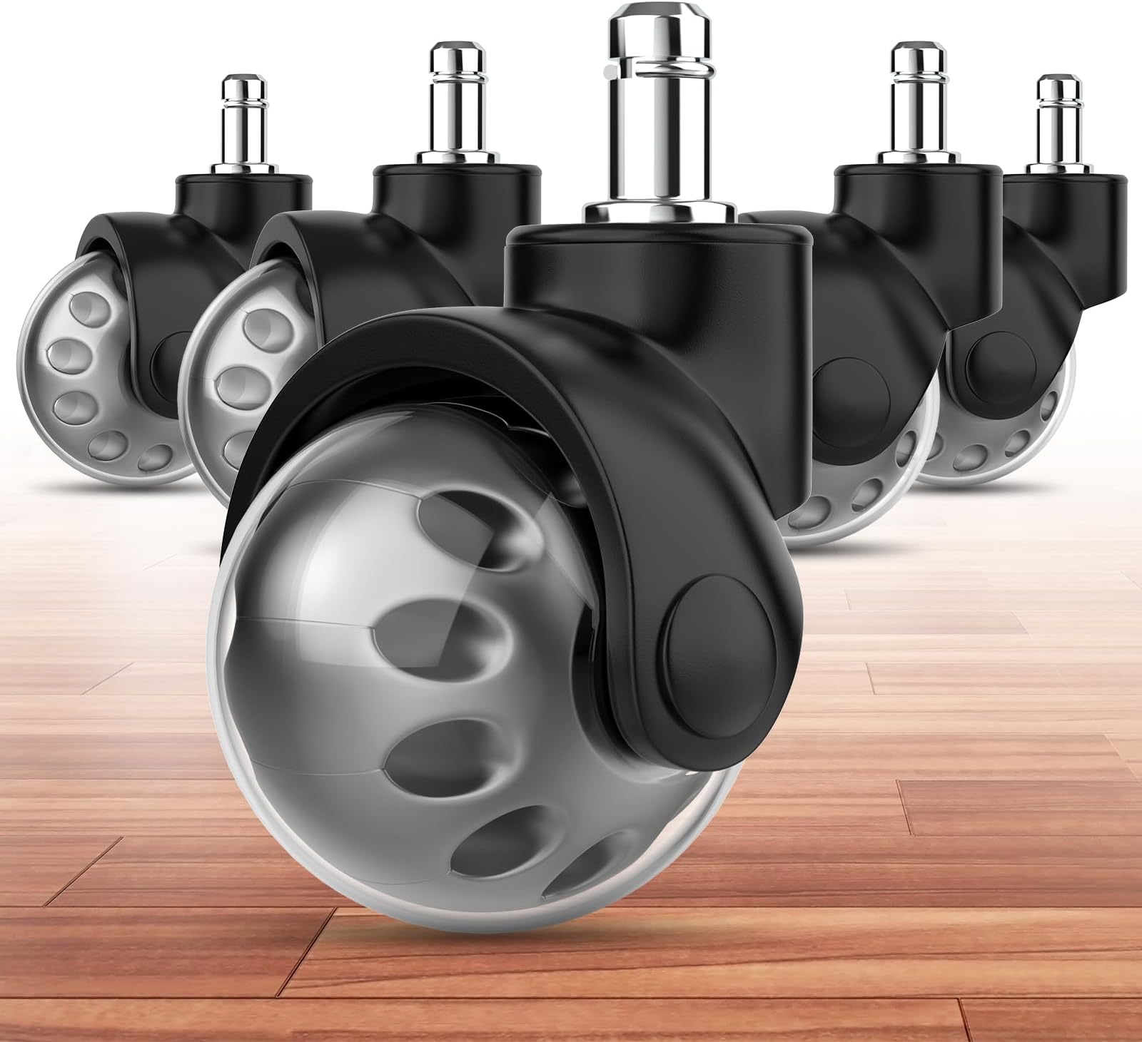 Office Chair Replacement Wheel - Quiet & Smooth Gliding - 2 Inch Heavy Duty Rolling Chair Casters Supports 2000 Lbs,Desk Chair Wheels Universal Fit,Safe For All Floor Or Carpet Set Of 5 (Premium Gray)