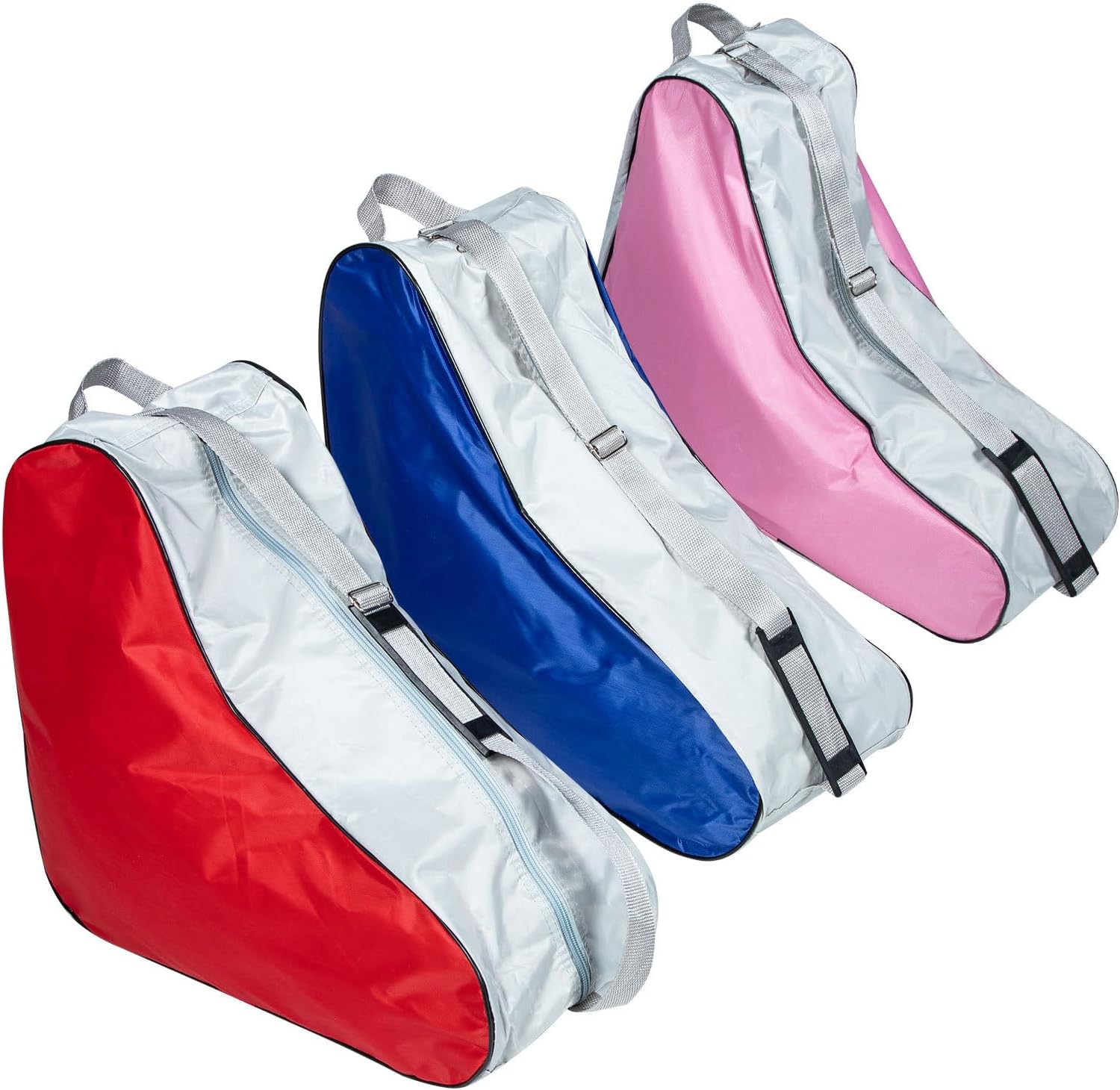 Vaguelly 3pcs Roller Skates Pouch Set Large Wear-resist Skating Shoe Container with Handle for Universal Roller Skate Bag in Red Blue Pink and Outdoor Sports