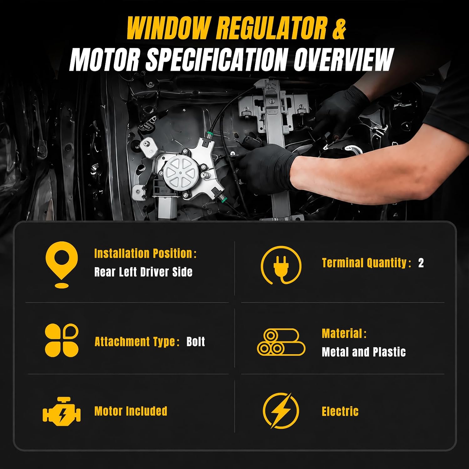 Rear Power Window Regulator Driver Side with Motor Assembly OE#748-228 Compatible with Escalade Pickup Truck SUV 2000-2006,Chevy Avalanche Cheyenne Silverado Sonora Suburban Tahoe,GMC Yukon XL Sierra