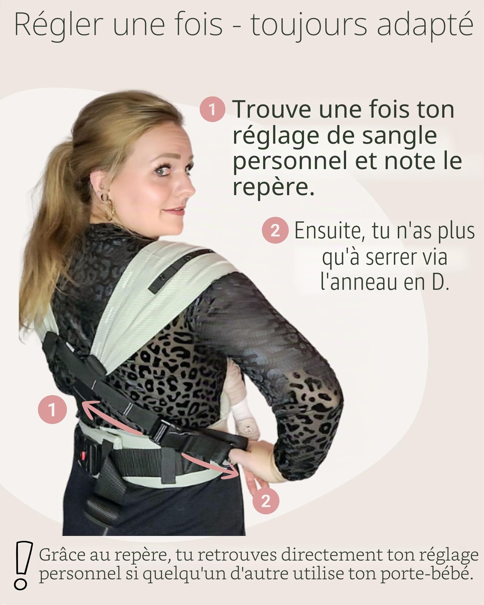 Hoppediz Porte-bébé Primeo dès la naissance (2.5-15 kg), Porte-bébé ventral et dorsal, Taille Réglable, 100% coton bio, Design Lanzarote