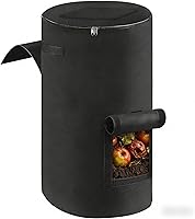 Atvkov 34 Gallon Reusable Outdoor Compost Bin - Foldable Felt Bucket with Handles, Observation Window for Garden Yard Waste