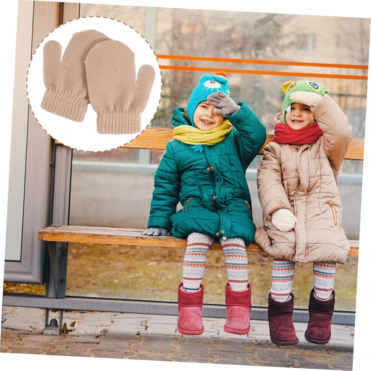 ERINGOGO Guantes de Punto para Niños, 12 Pares, Acrílicos para Invierno