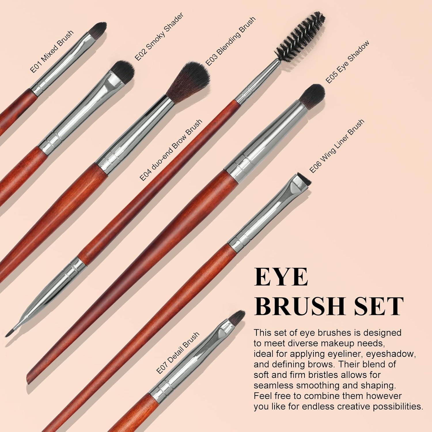 Intercilium Rains Makeup Brush Set 12pcs,Professional Premium Synthetic Powder Foundation Contour Blush Concealer Eyeshadow Blending Liner Make Up Brushes Kit(Redwood color B300) - Image 3
