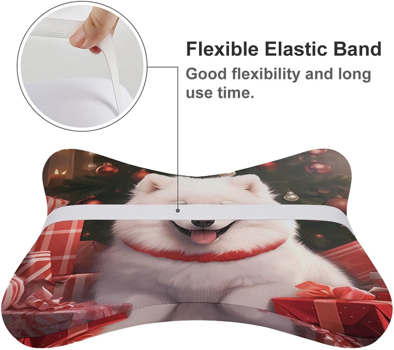 Christmas Samoyed Dog 2 Pack Car Neck Pillow Car Headrest Soft Car Pillow for Most Cars