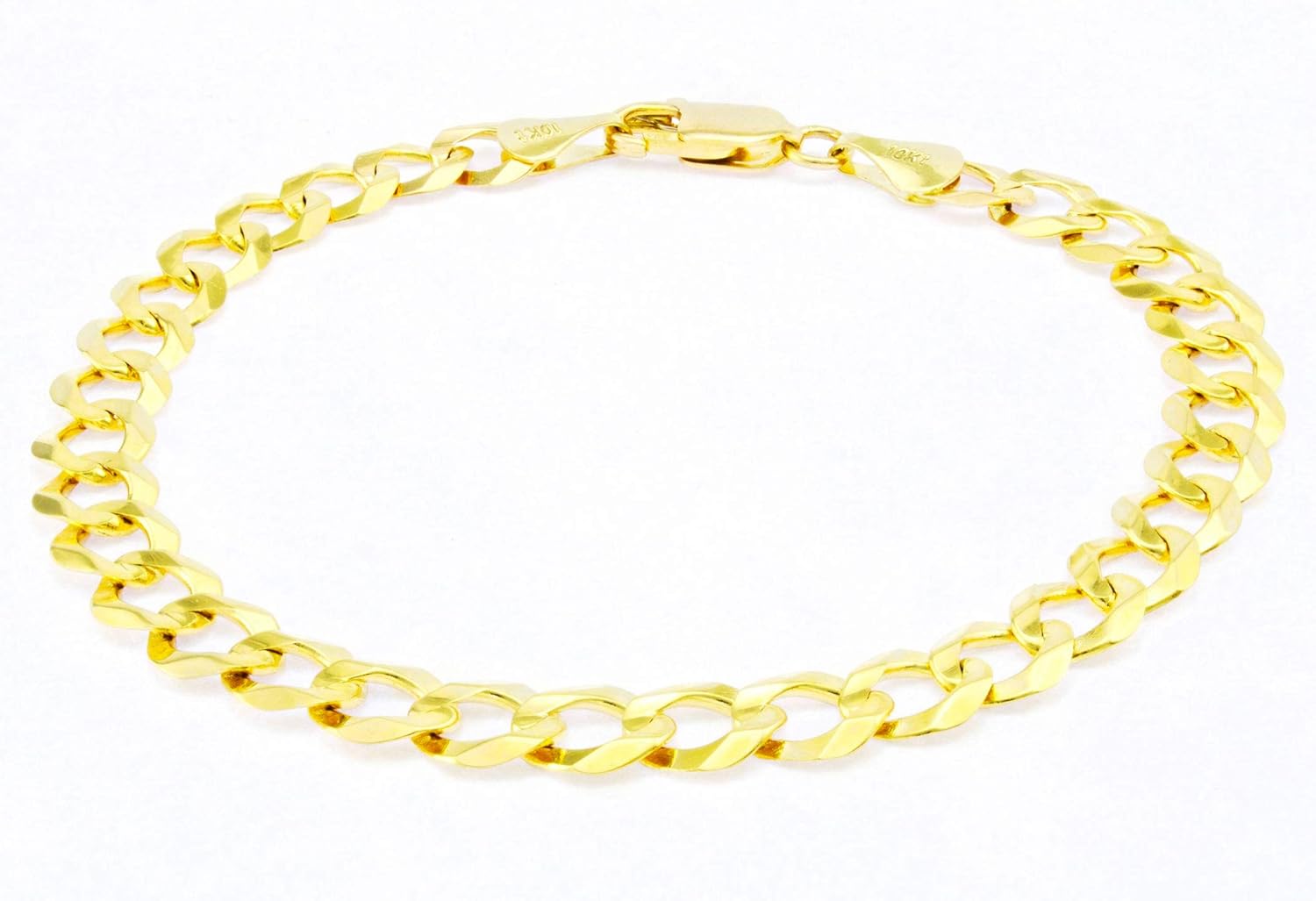 Nuragold 10k Yellow Gold 7mm Solid Cuban Curb Link Chain Bracelet, Mens Jewelry Lobster Lock 8" 8.5" 9": Jewelry