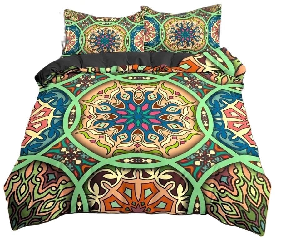 Housse de couette ethnique Mandala 210x210 résout le problème des parures ternes et incomplètes