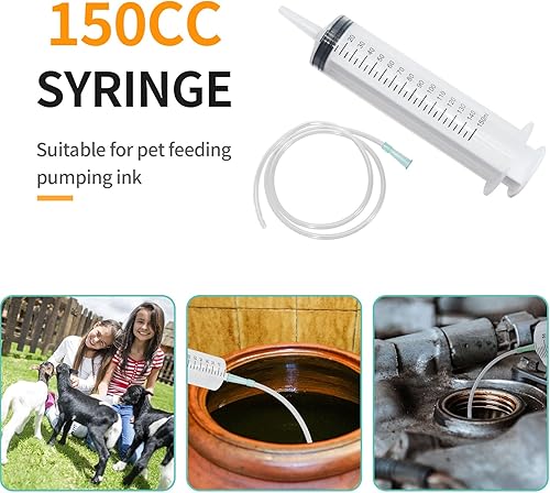 Miniatura 10 de Hoypeyfiy Jeringa grande de 18.6 fl oz, jeringa de plástico con tubo de plástico de 40 pulgadas para laboratorios científicos, líquido, riego de