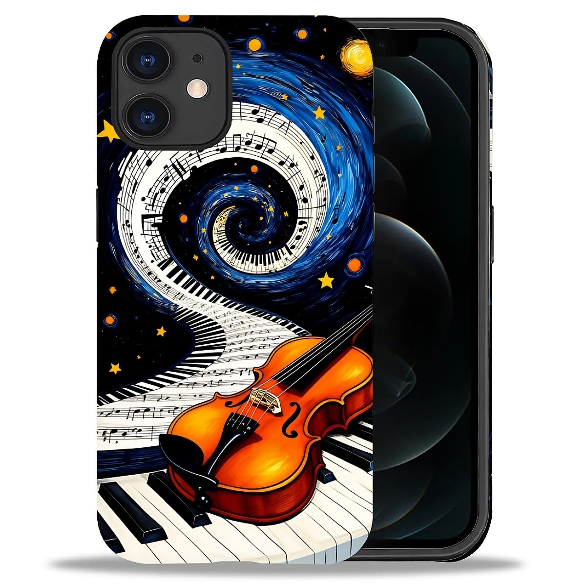 Funda para iPhone 11, diseño de violín de piano, funda mate para teléfono, funda de silicona líquida, resistente a los impactos, antiarañazos y a prueba de golpes
