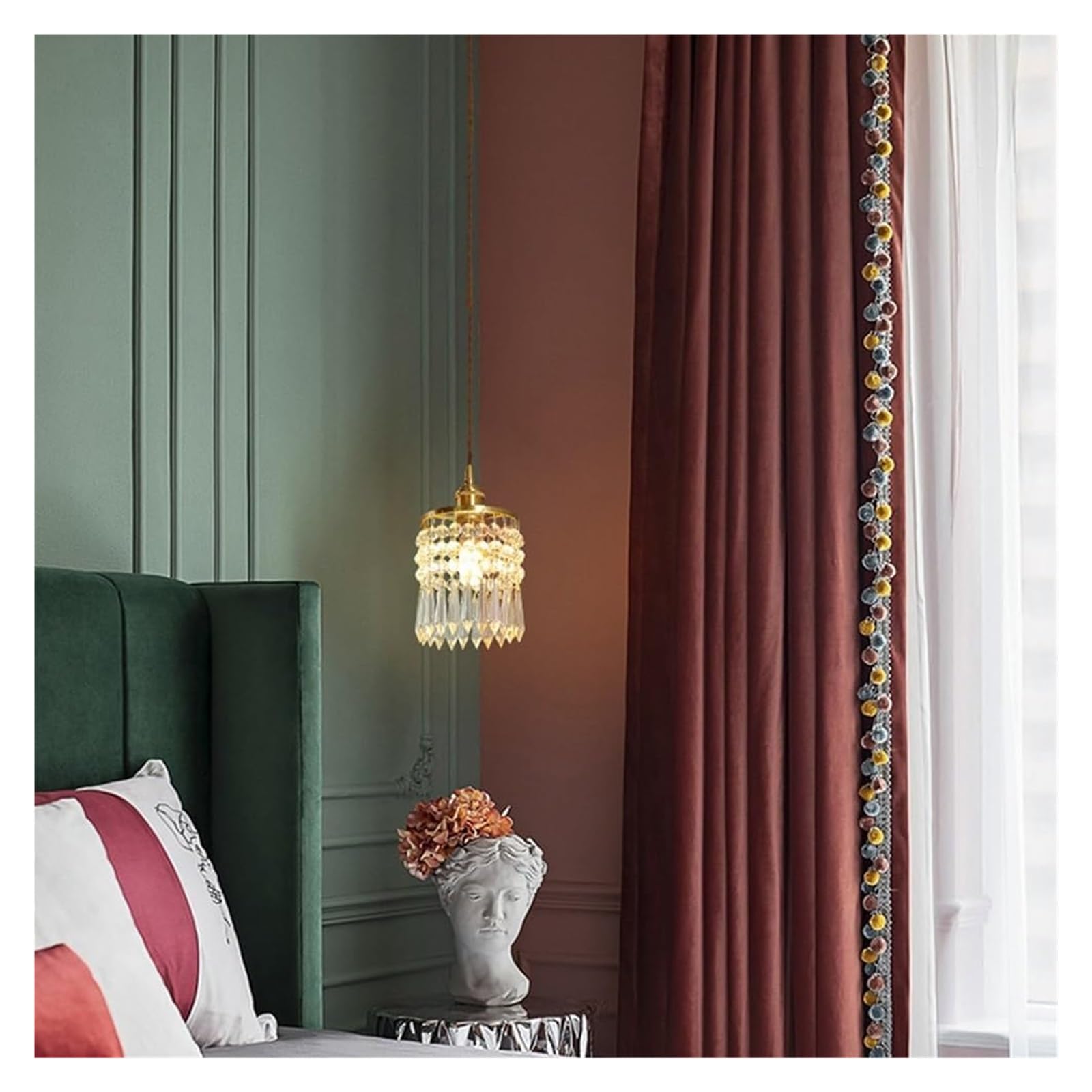 Lampa sufitowa nostalgia kryształowa lampa wisiorka, złota wyspa kuchenna Oświetlenie wisiorka z umywalką z mosiężnym wykończeniem małe urządzenie oświetleniowe pojedynczej głowicy do baru do jadalni