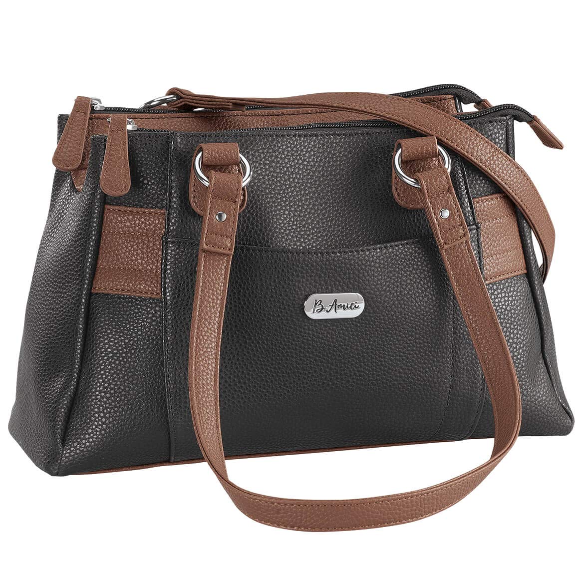 B.AmiciTM Nicole RFID Greenwich Multi Pocket Leather Satchel