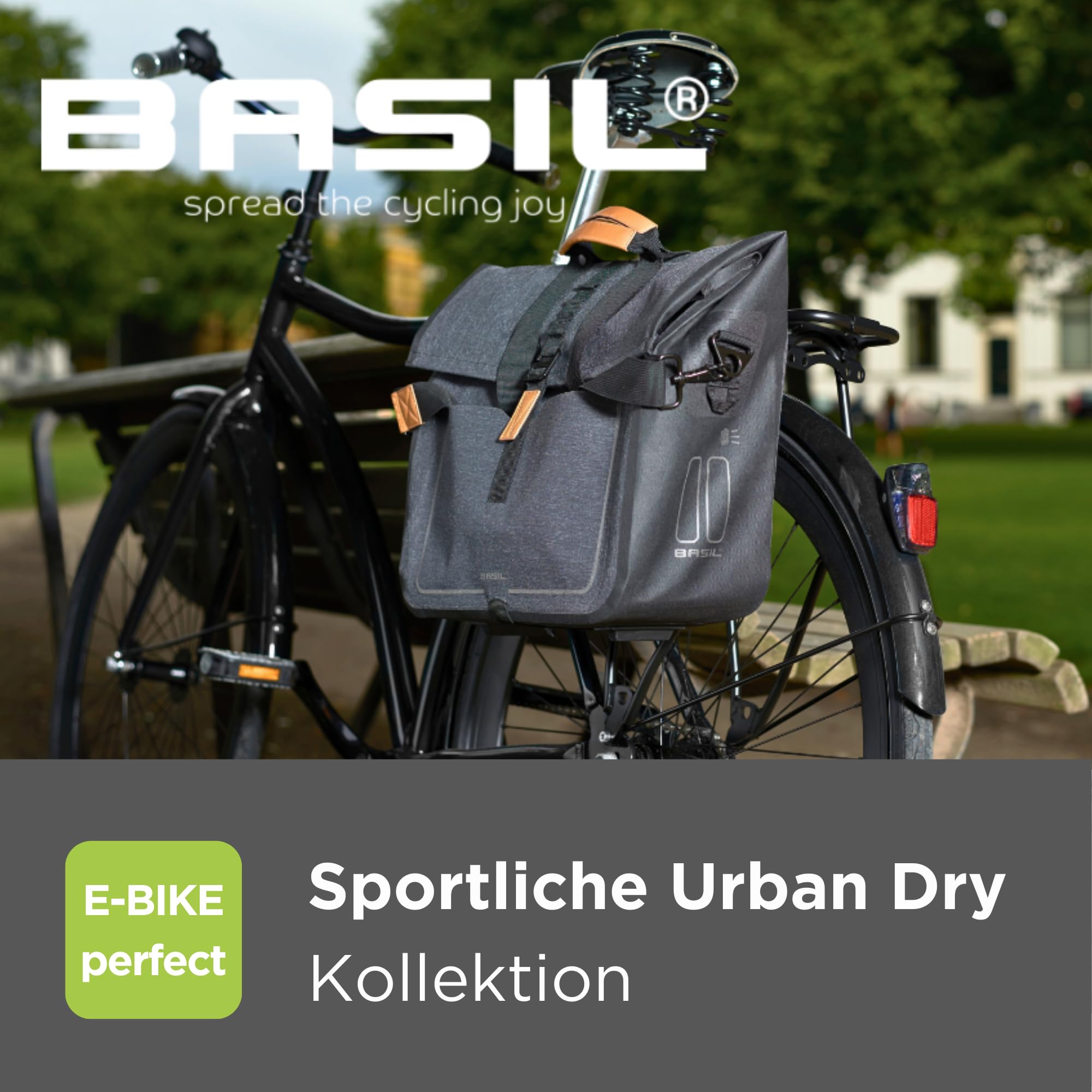 Basil Urban Dry Gepäckträgertasche - 20L - Wasserdicht IPX3 - Grau