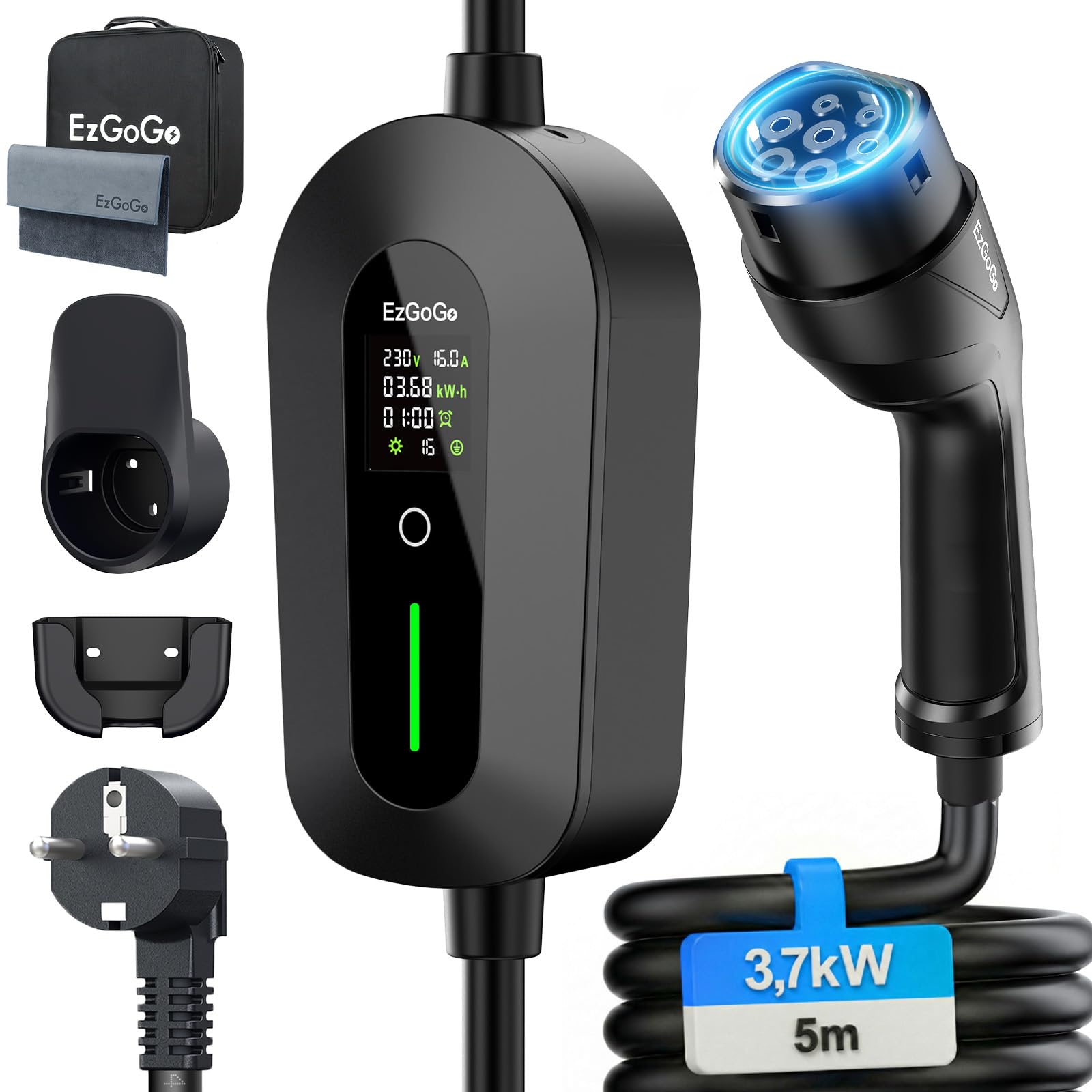 EzGoGo Typ 2 Ladekabel Schuko 3,68kW