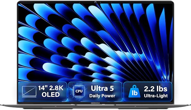 GEEKOM GeekBook X14 Pro Laptop, 2.2 lb Ultra Thin 14" 2.8K OLED Notebook
