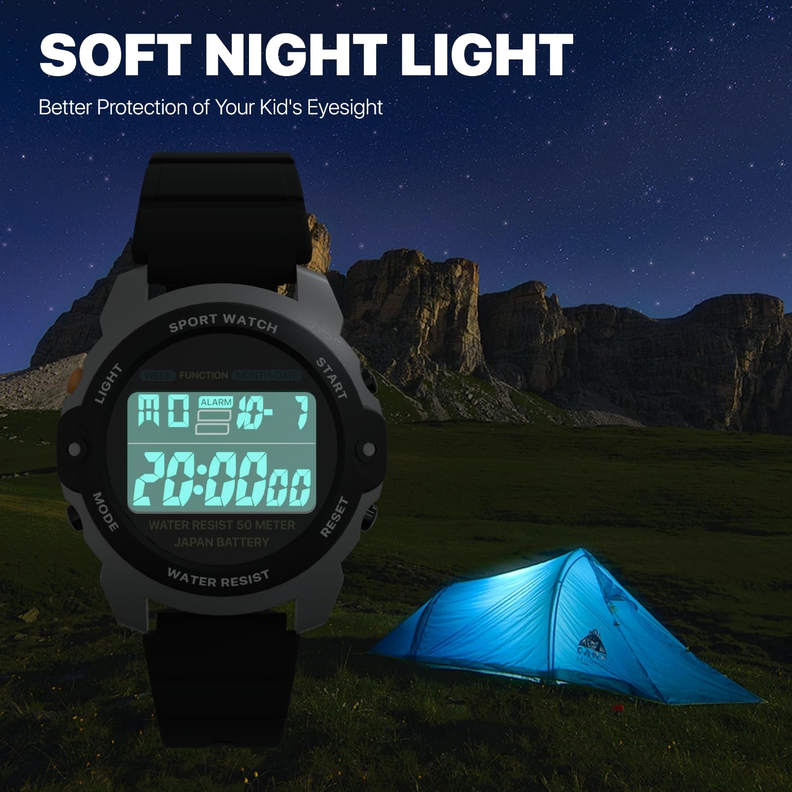 Rziawssa Orologio Digitale per Bambini 50 M Impermeabile Orologio Sportivo per Ragazzi Ragazze Adolescenti Orologio Digitale con LED Cronografo Calendario Sveglia per 8-18 Anni