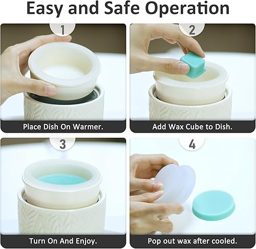 Miniatura 4 de EQUSUPRO Calentador de cera para cera perfumada  con 1 calentador de cera de silicona para platos, calentador de cera de cerámica 3 en 1, quemador