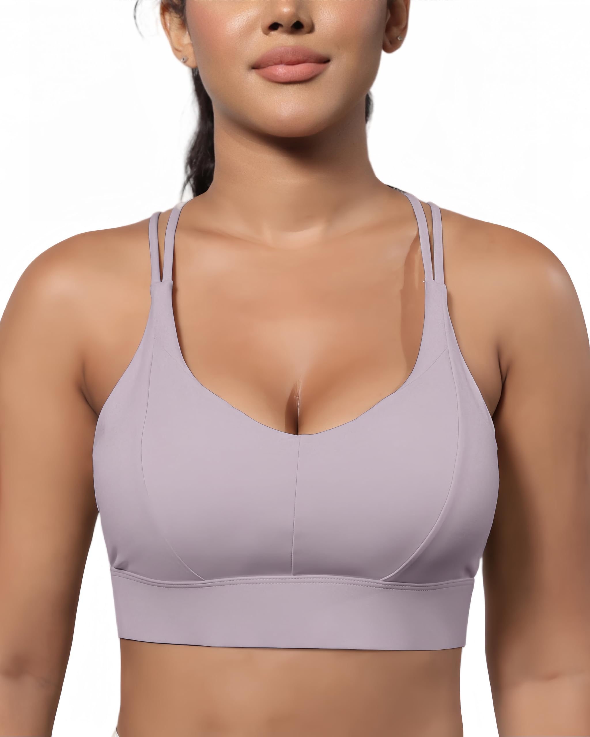 Grace Form Sports Bra for Women Strappy Medium Support Push Up Padded Sports Bra for Running Workout Bra Yoga Bra