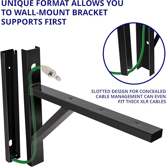 LyxPro Wall Mount Speaker Bracket for Professional Audio PA Speaker Holder Set of 2 Pair Heavy Duty Metal Supports 90 Lbs. Weight Capacity Interchangeable Posts Black - LYXWSB15B