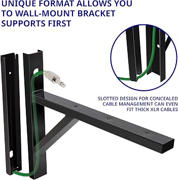 LyxPro Wall Mount Speaker Bracket for Professional Audio PA Speaker Holder Set of 2 Pair Heavy Duty Metal Supports 90 Lbs. Weight Capacity Interchangeable Posts Black - LYXWSB15B