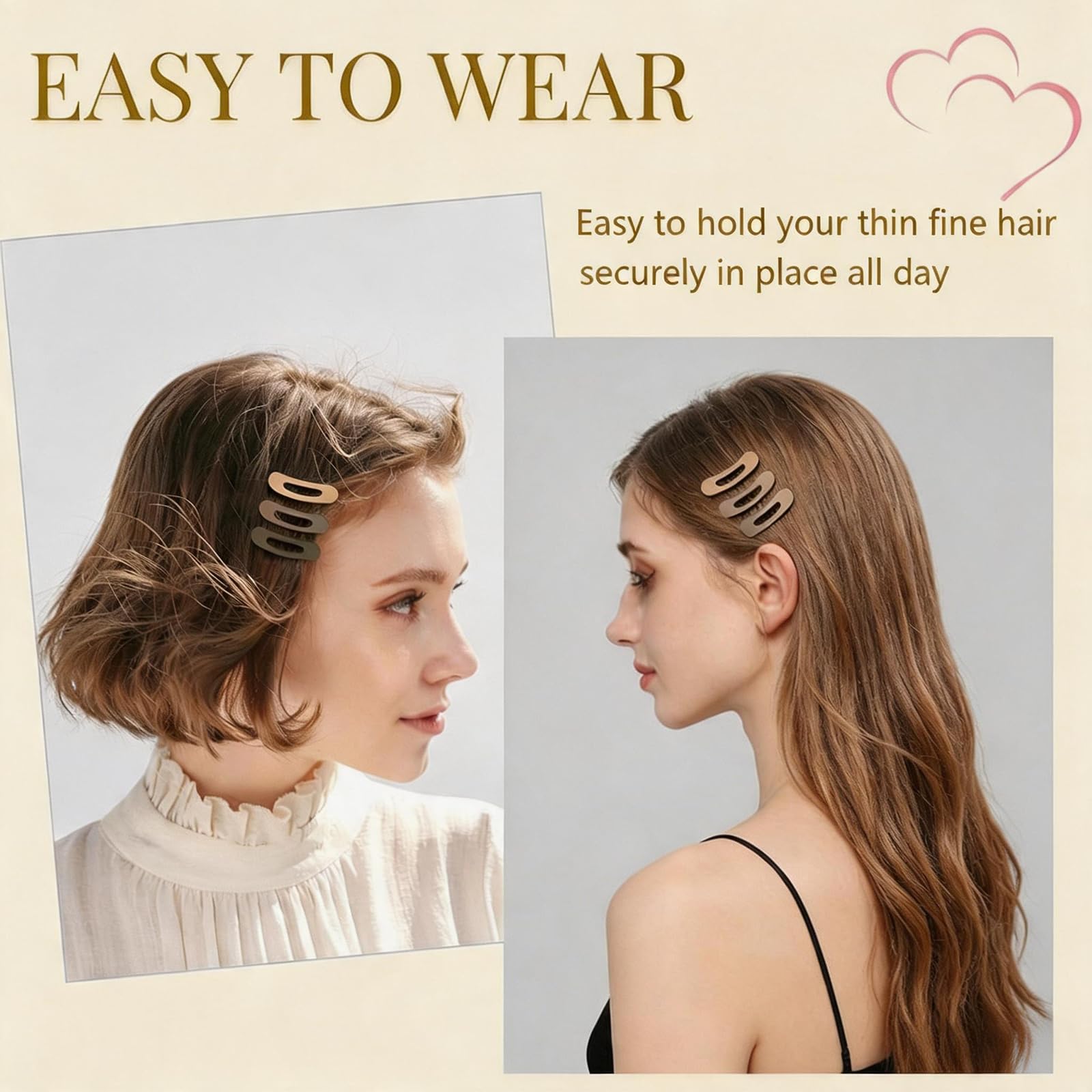 Kleine flache Haarspangen für Damen und Mädchen (10 Stück, neutral matt)