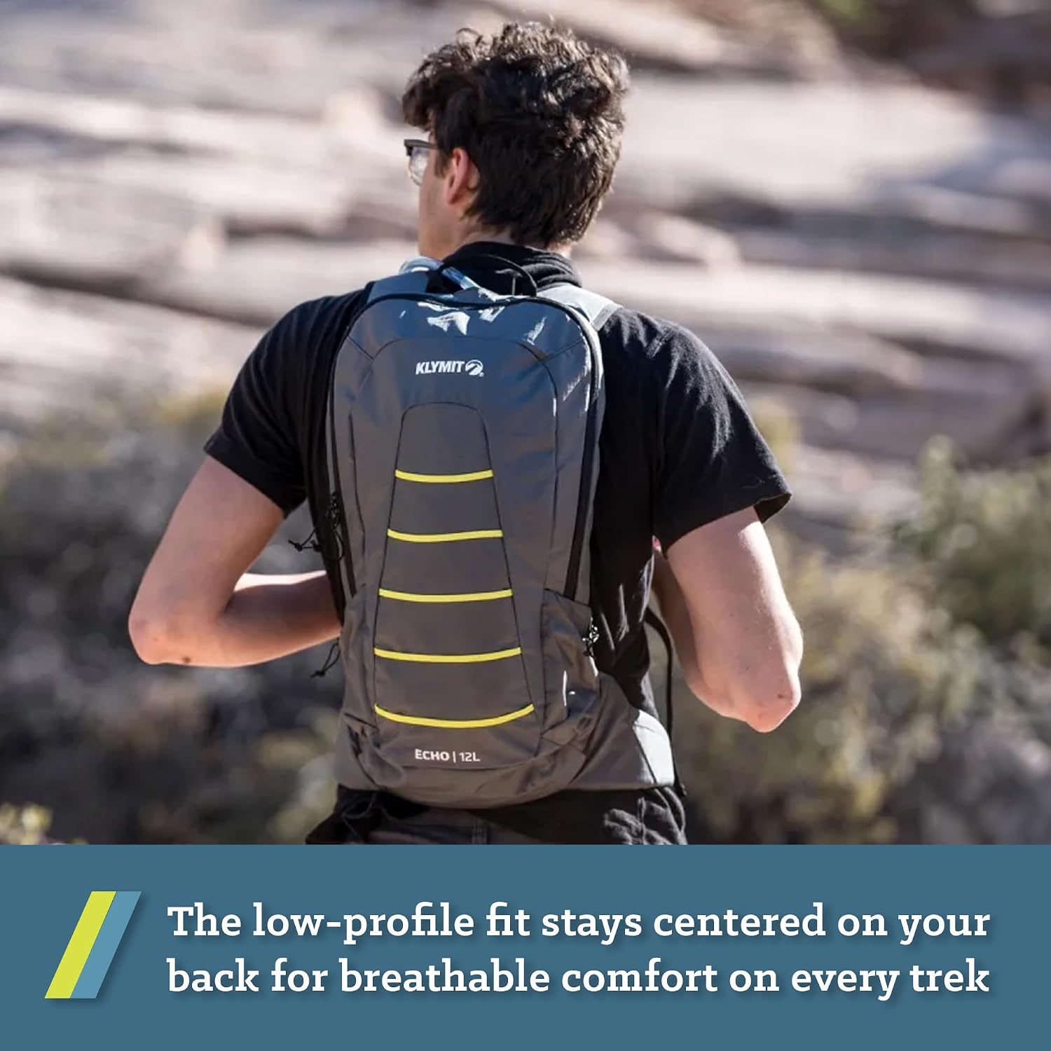 Klymit Echo 12L Hydration Pack, Grey/Green, Regular, 12ECUC12B
