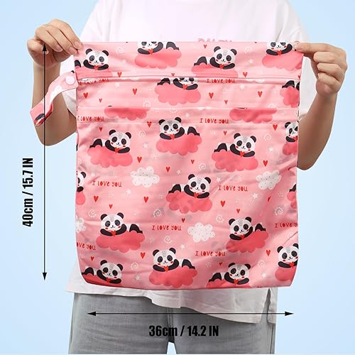 Miniatura 8 de 2 bolsas de tela para pañales húmedos y secos, bolsa impermeable reutilizable con 2 bolsillos con cremallera y asa, bolsas de lavandería lavables