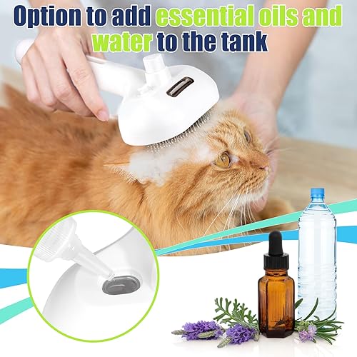 Miniatura 3 de Spritz Defur - Cepillo recargable 3 en 1 para aseo de gatos, limpiador de cabello humeante con botón de liberación, vaporizador eléctrico