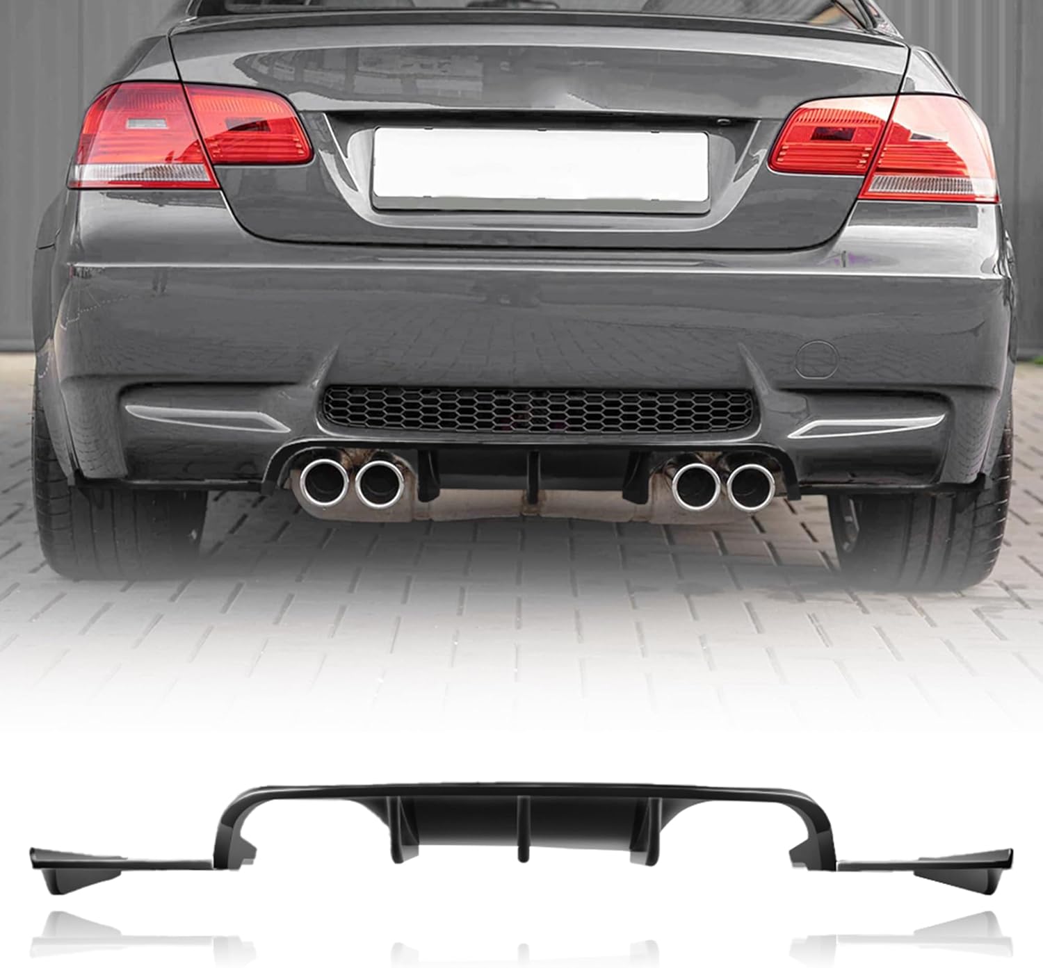 Rear Bumper Lower Diffuser with Corner Splitters Compatible with 2006-2013 BMW E92 M3 Coupe E93 M3 Convertible Bumper Diffuser, Gloss Black Finish