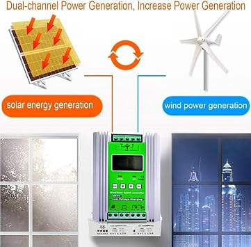 Wind Solar Hybrid Charge Controller 3000W-10000W, 12V/24V/48V Regulator MPPT Wind Solar Hybrid Boost Controller, for Wind Turbine Generator Charger Battery,12V-10000W