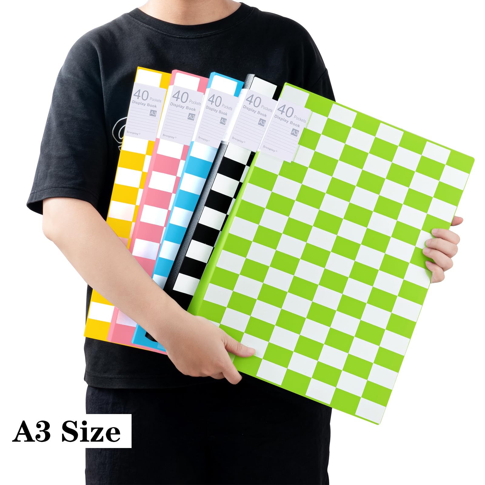40 Taschen A3 Päsentationsdisplay Buch (5 Farben) A3 Sichtbuch Kunststoff Portfoliobuch Präsentationsbuch mit 40 Klarsichthüllen für Portfolios, Gemälde, Kunstwerke, Zeichnungen