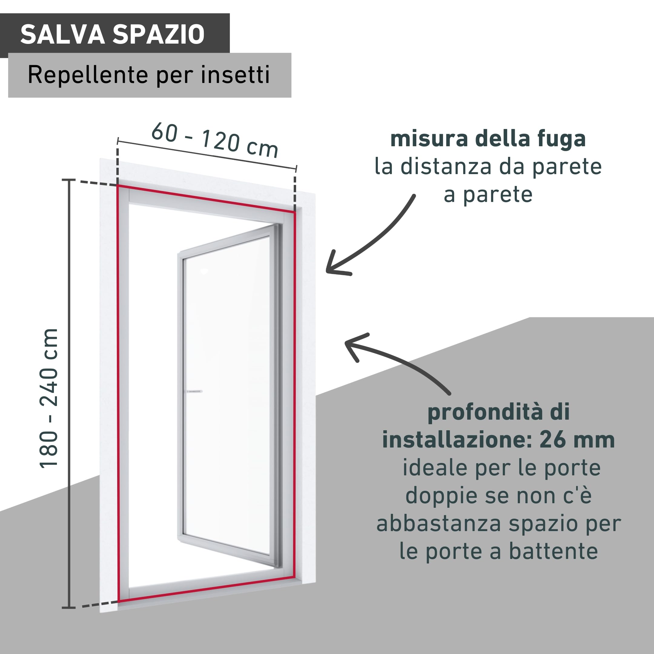 Windhager Porta Plissettata antiinsetti Expert, Telaio in Alluminio per Porte, accorciabile singolarmente, 240 x 120 cm, Antracite