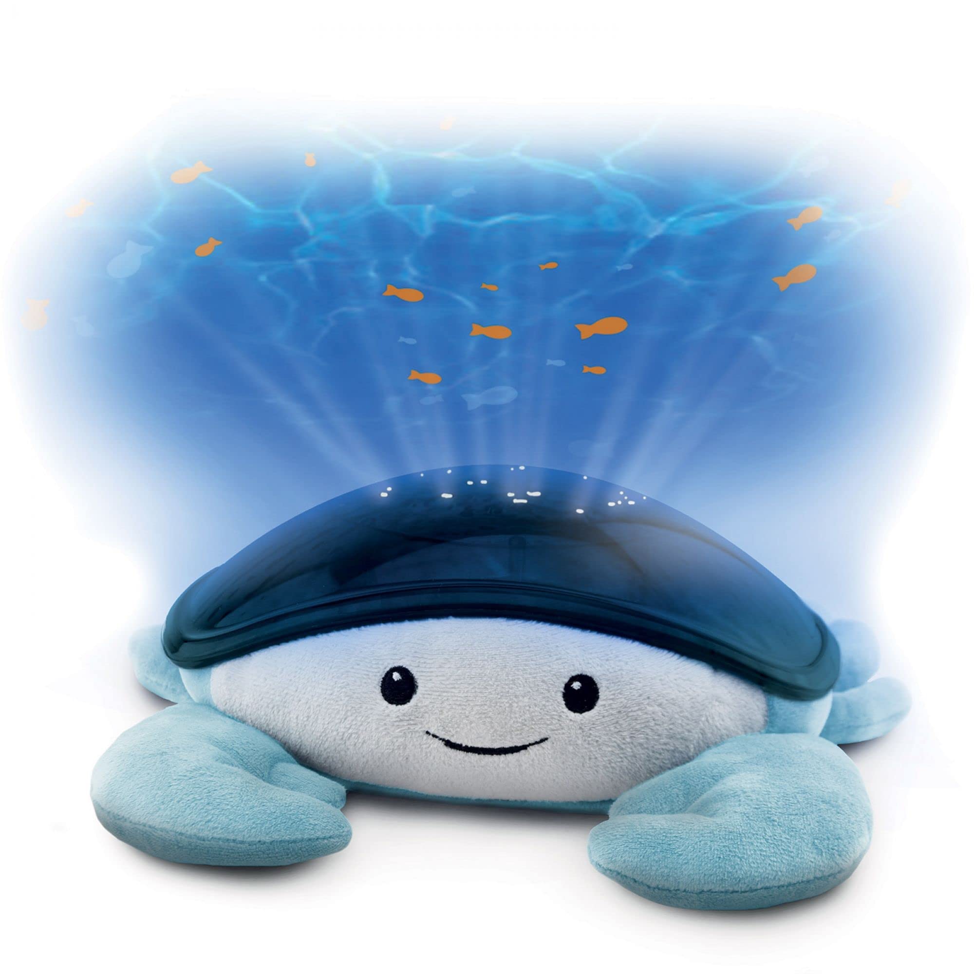 ZAZU Cody der Krabbe - LED-Nachtlichtprojektor: Ozean, bewegliche Fische, Wellen, 5 Melodien, 3-Stufen-Schlafprogramm, Geräuscherkennung, batteriebetrieben