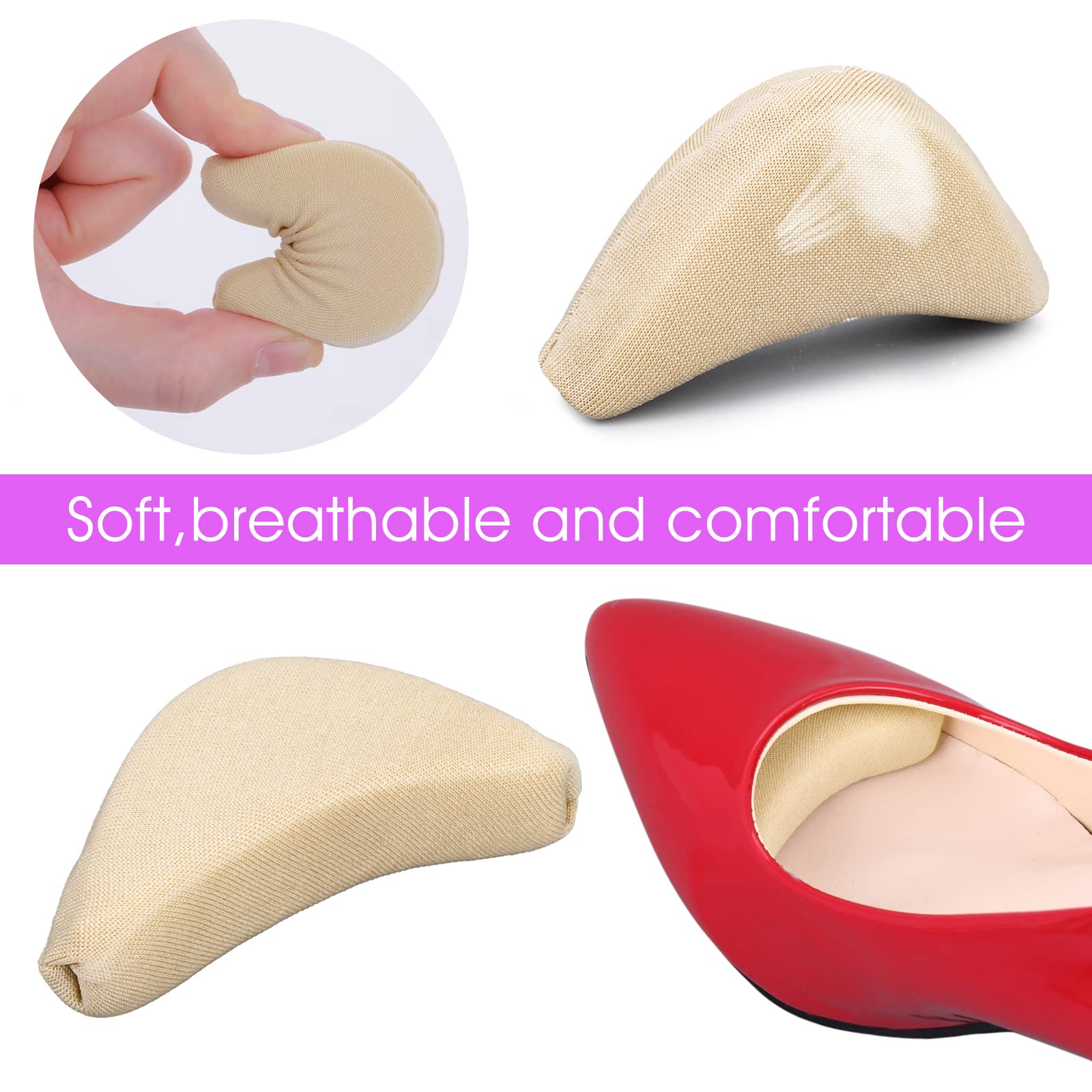 WLLHYF 2 pares de almohadillas ajustables de esponja suave para zapatos, almohadillas unisex para zapatos de tacón alto, alivio del dolor de pies, reutilizables, para hacer que los zapatos grandes se