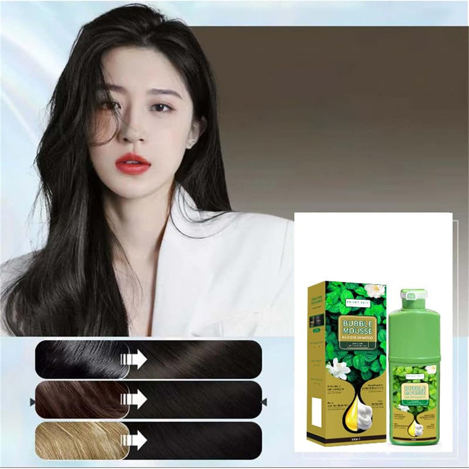 Langlebiger Schaumhaarfarbstoff, Bubble Hair Dye Shampoo, schnell wirkende Blasenhaarfarbstoffe, reiner Pflanzenextrakt für graue Haarfarben Blasenfarbstoffe, einfach zu bedienen (Black)