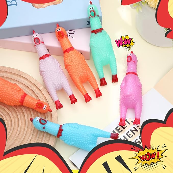 Honoson 50 Pcs Pollos de Goma Chirriantes Juguete para Perros Adultos, 6.3 Pulg miniatura 7