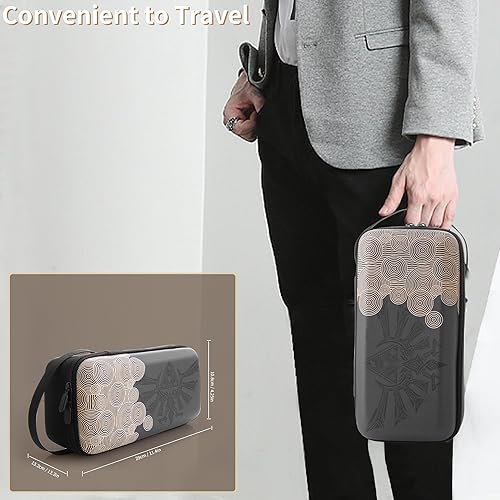 Vista 7 de Switch Case for Zelda Tear of The Kingdom, Shockproof Carrying Case Built-in Stand Fit Switch DockPro Controller and AC Adapter, Portable Travel Bag