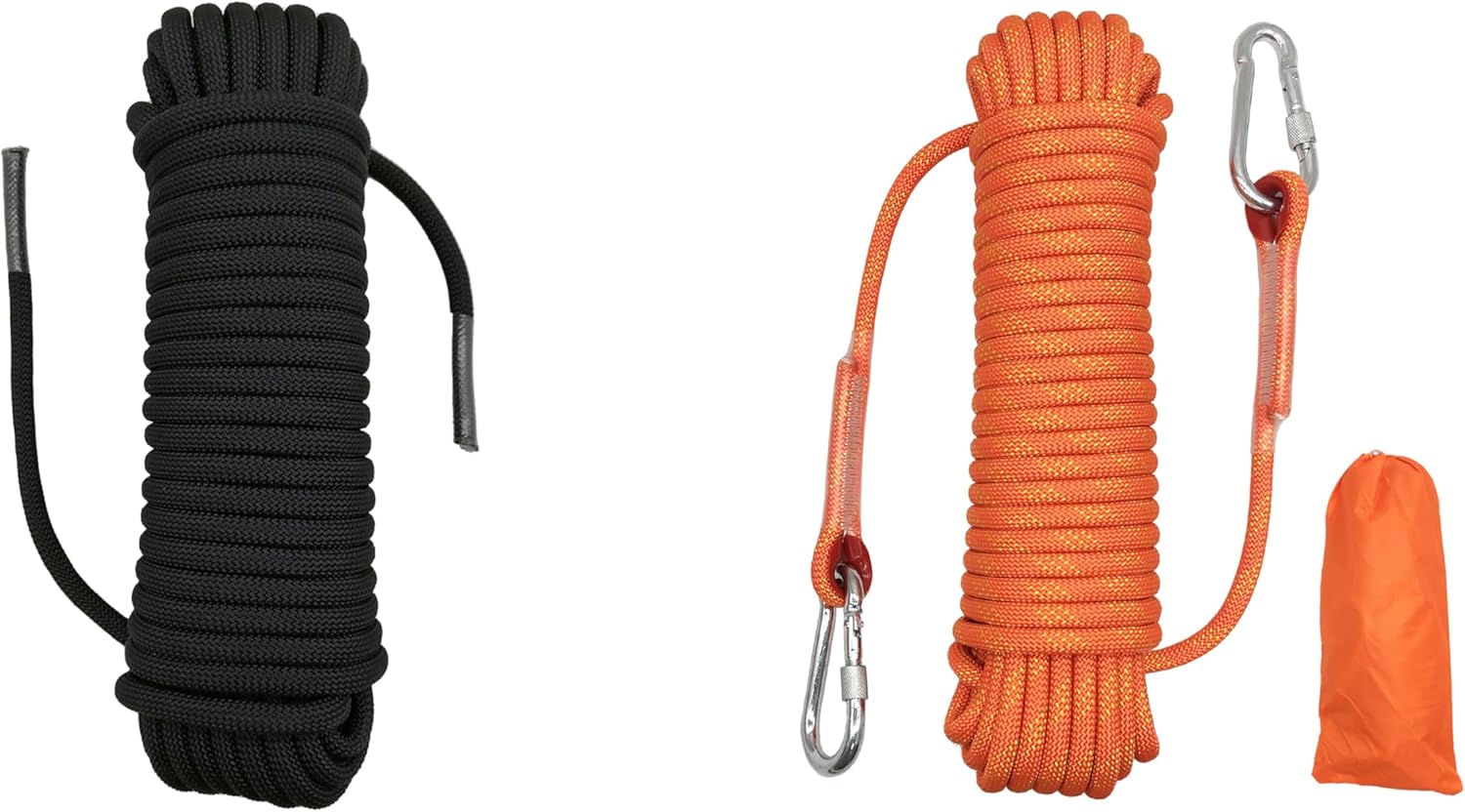10mm Climbing Rope with Hook and 10mm Single Rope, Orange Black 65.6ft