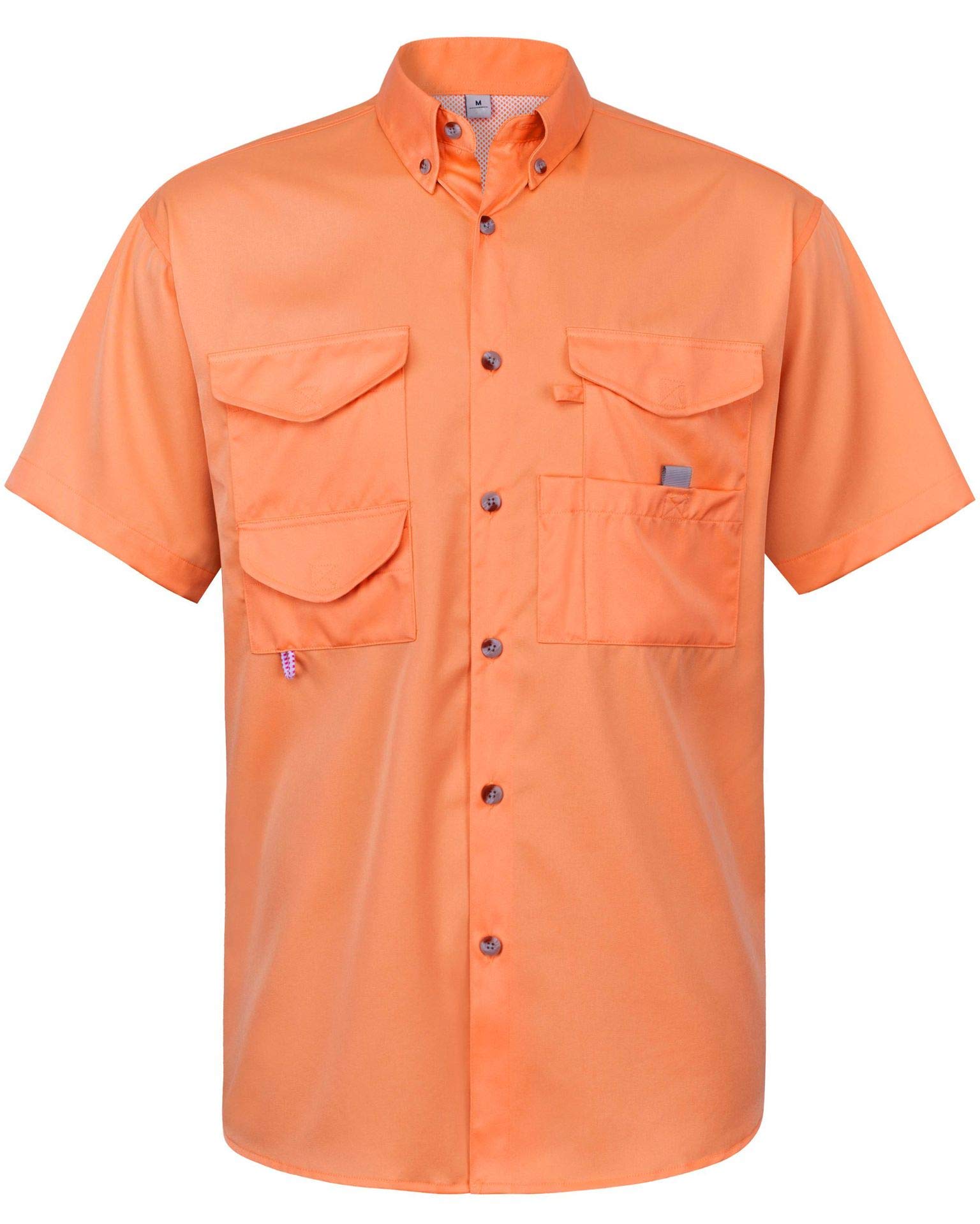 Alimens &amp; Gentle Short Sleeve Fishing Shirt Wicking Fabric Sun Protection Casual Button Down Shirts