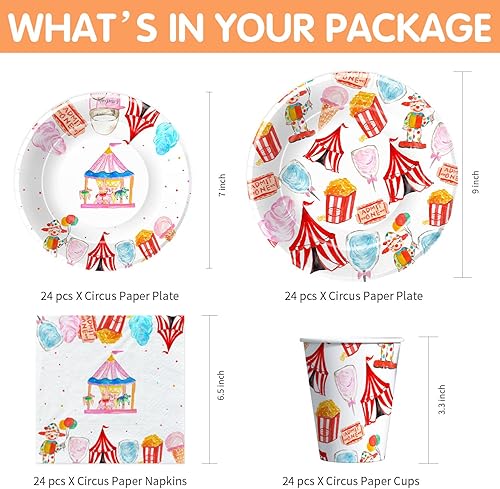 Miniatura 2 de Decoración de fiesta temática de circo, suministros de fiesta de carnaval, plato, taza, servilleta, mantel, cubiertos, pajilla, decoración de fiesta